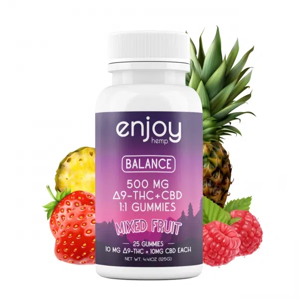 Enjoy Hemp 500mg Balance 1:1 Delta 9 Gummies | 25 gummies | 20mg each